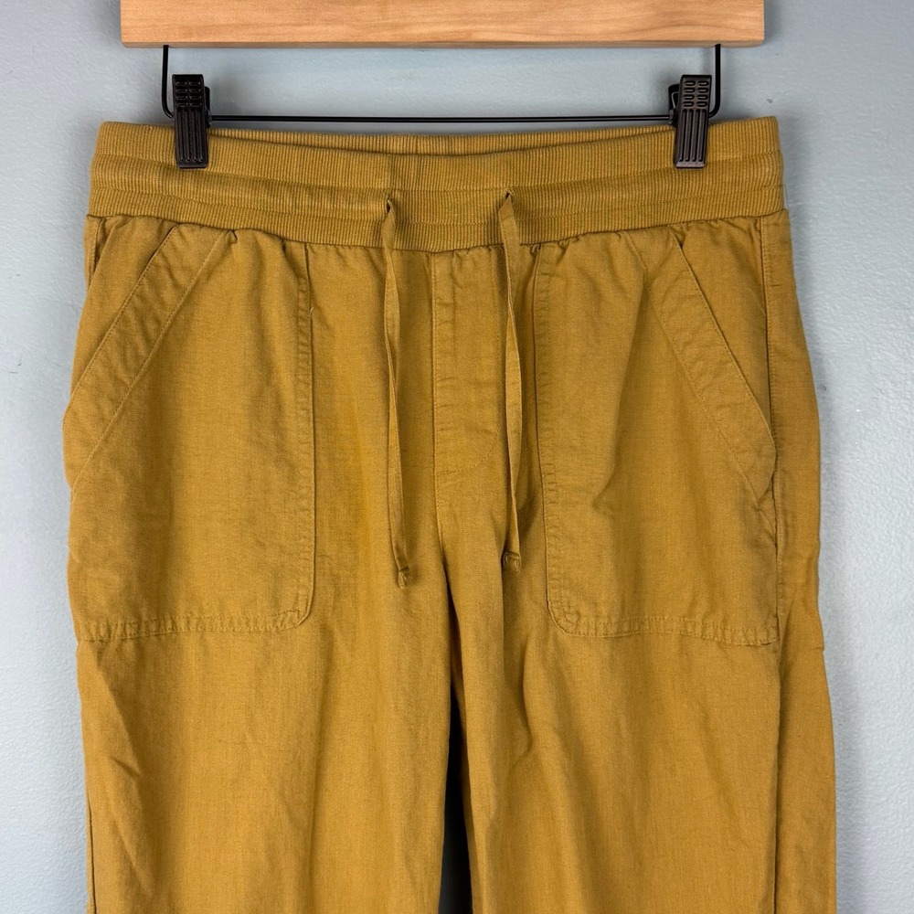 Pact Womens Medium Yellow Cotton Linen Blend Drawstring Pull On Jogger Pants